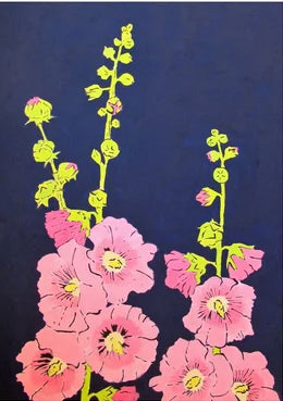Hollyhocks card