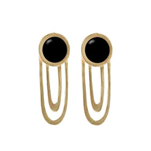 Large Ripple Statement Earrings With Black Onyx