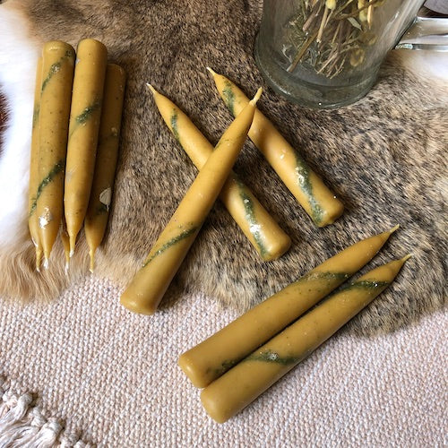 Herb-Dressed Taper Candles